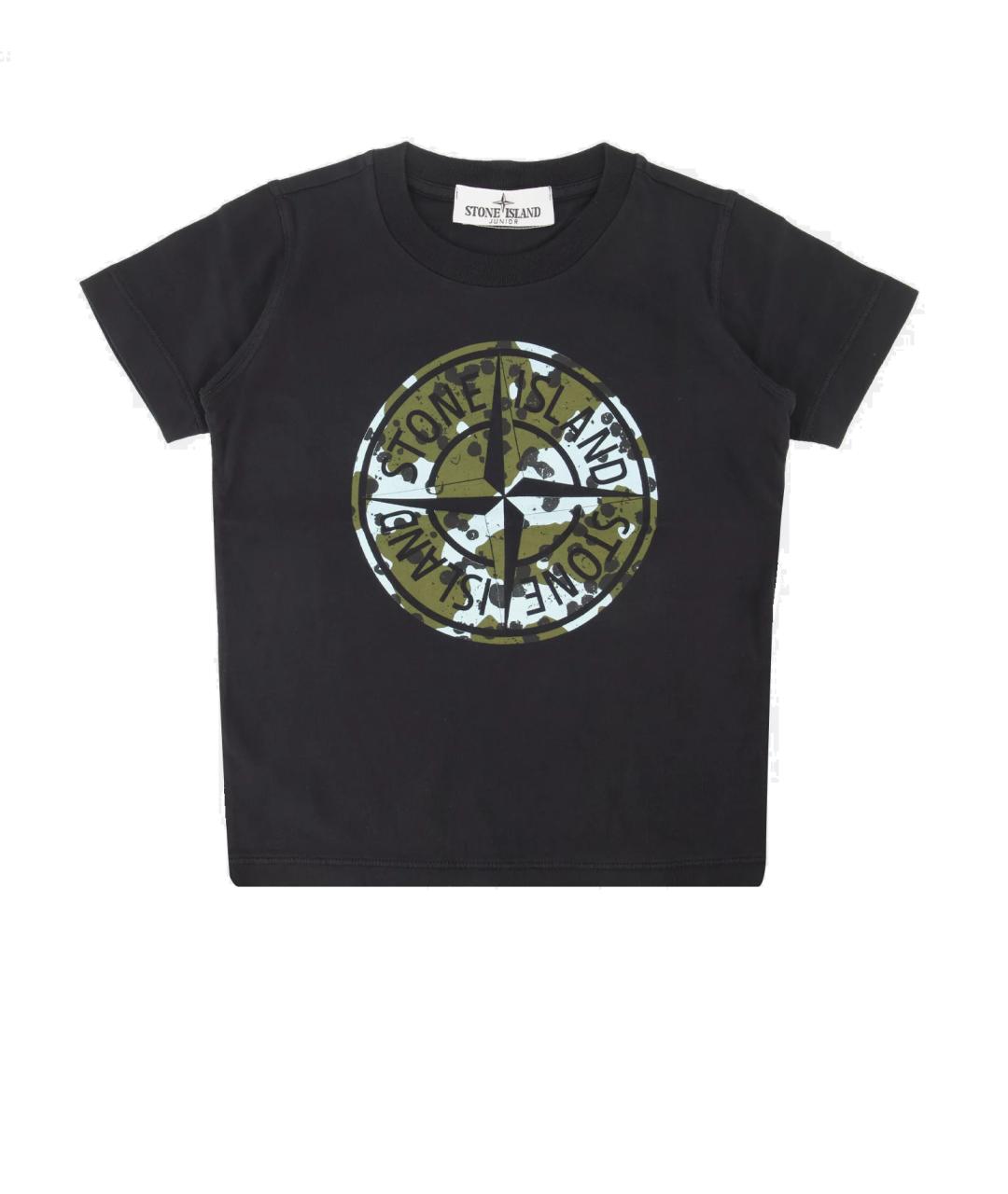STONE ISLAND Черная хлопковая детская футболка, фото 1