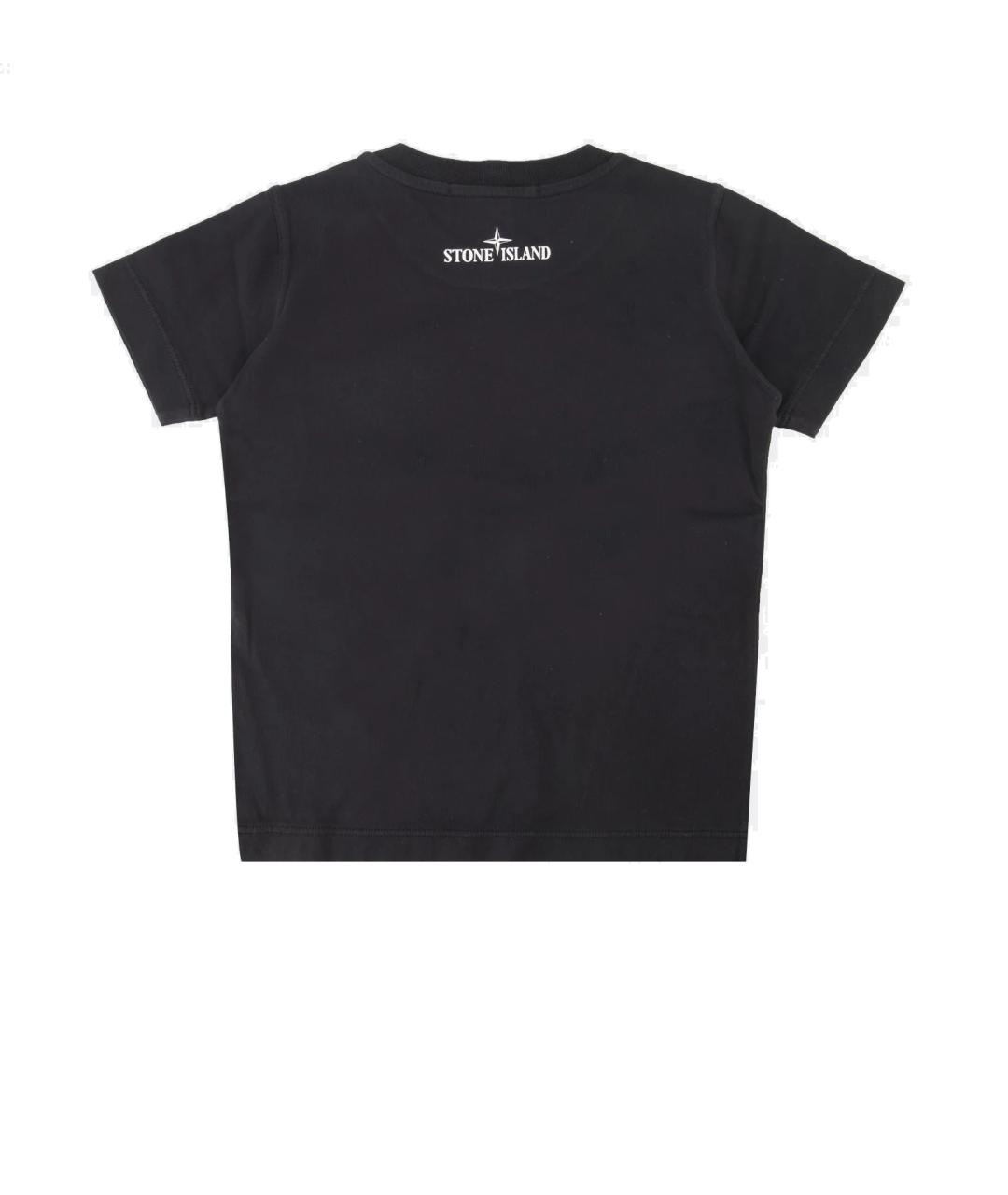 STONE ISLAND Черная хлопковая детская футболка, фото 2