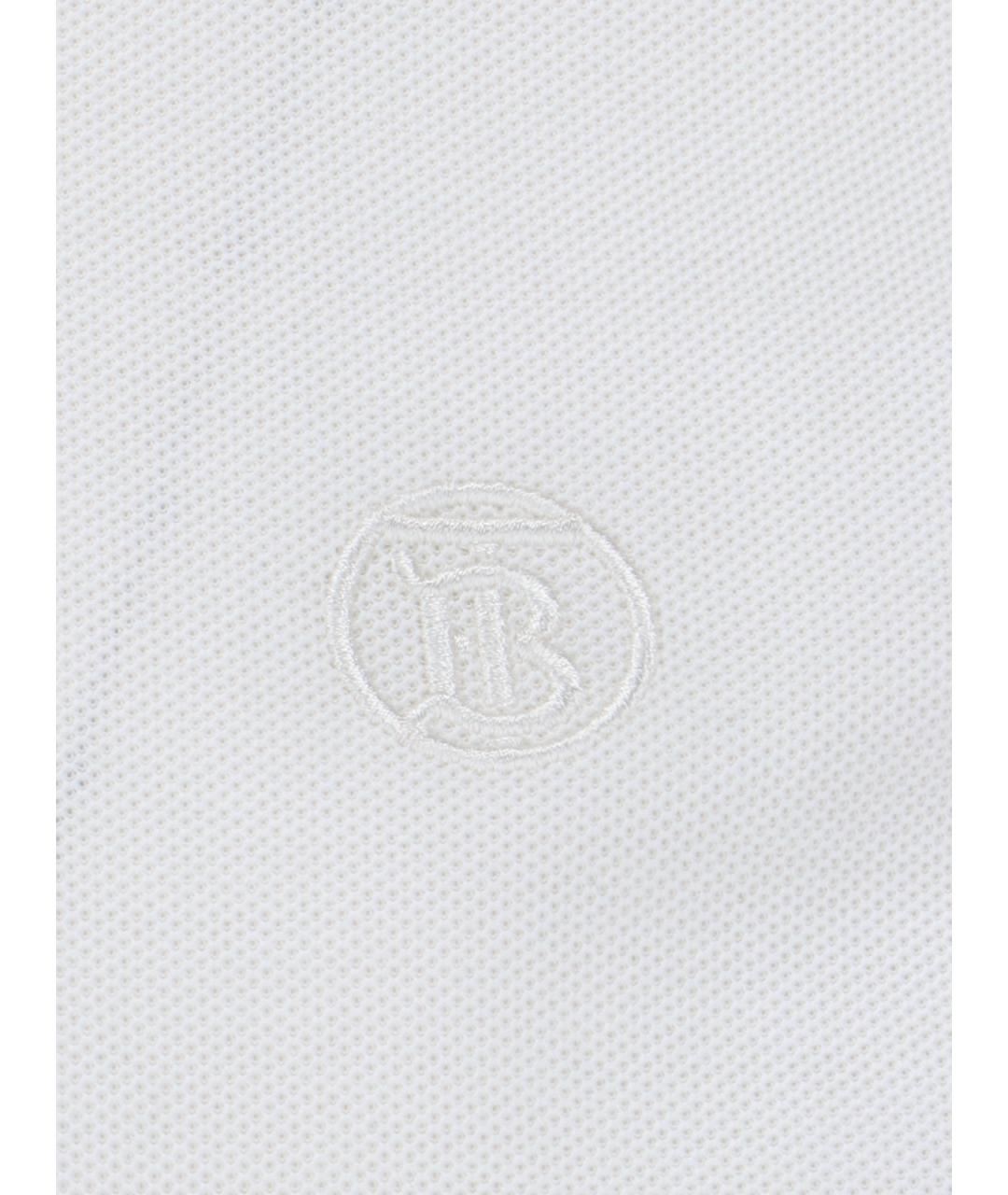BURBERRY Белое хлопковое поло с коротким рукавом, фото 3