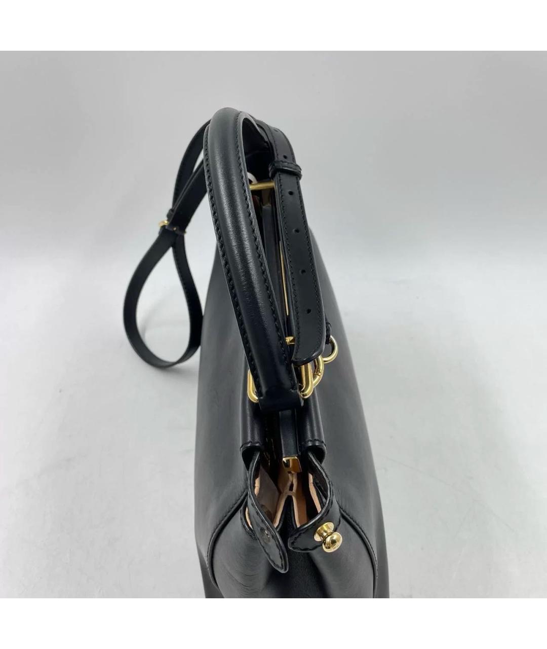 FENDI Черная кожаная сумка с короткими ручками, фото 5