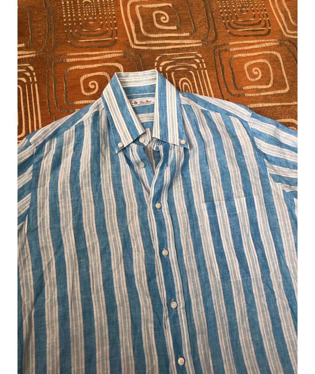 LORO PIANA Голубая льняная кэжуал рубашка, фото 3