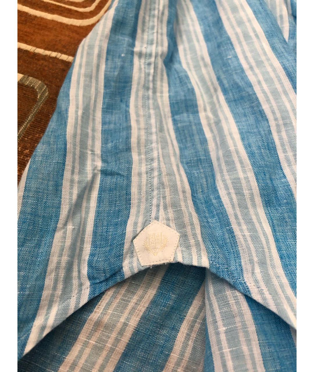 LORO PIANA Голубая льняная кэжуал рубашка, фото 7