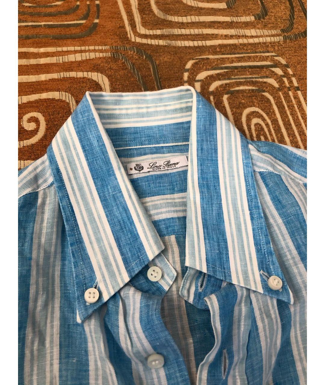 LORO PIANA Голубая льняная кэжуал рубашка, фото 4