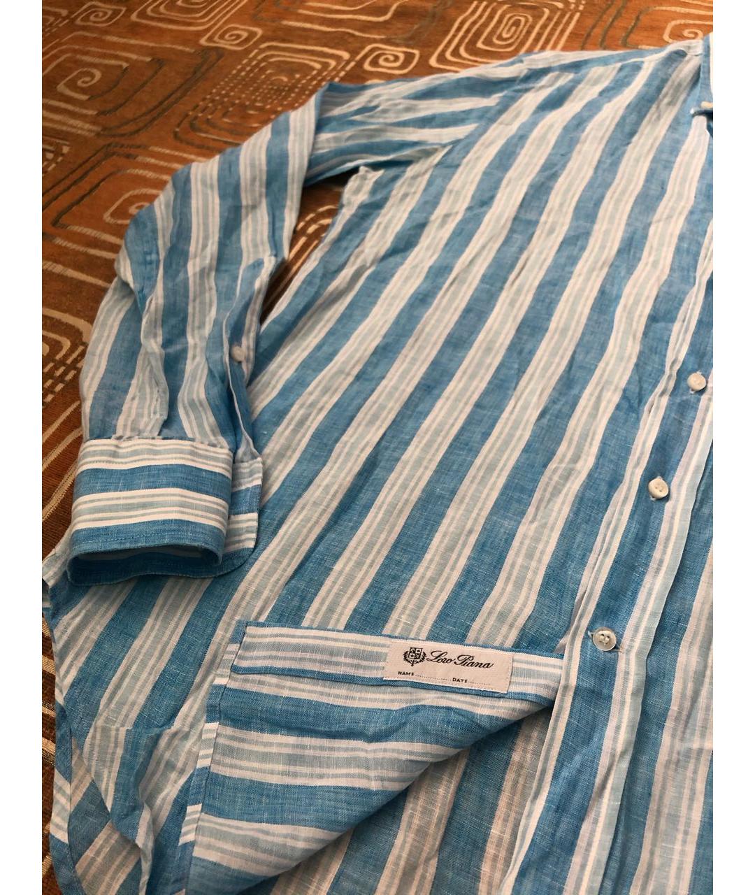 LORO PIANA Голубая льняная кэжуал рубашка, фото 6