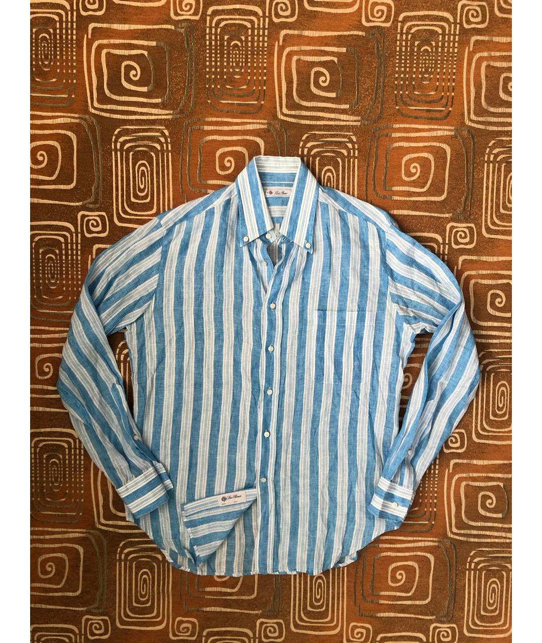 LORO PIANA Голубая льняная кэжуал рубашка, фото 9