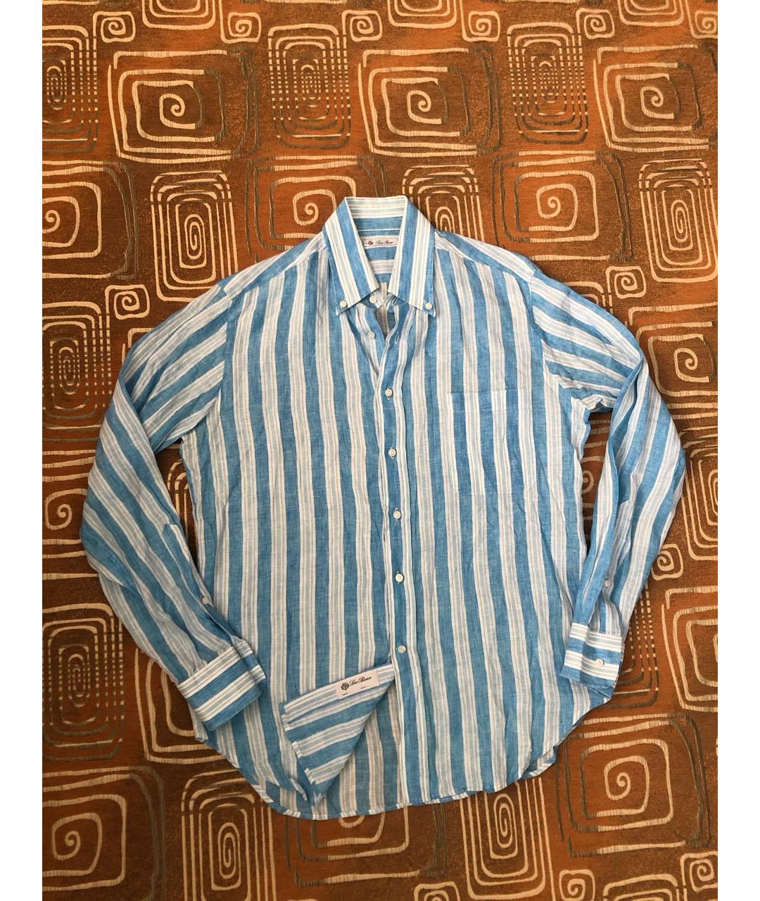 LORO PIANA Голубая льняная кэжуал рубашка, фото 2