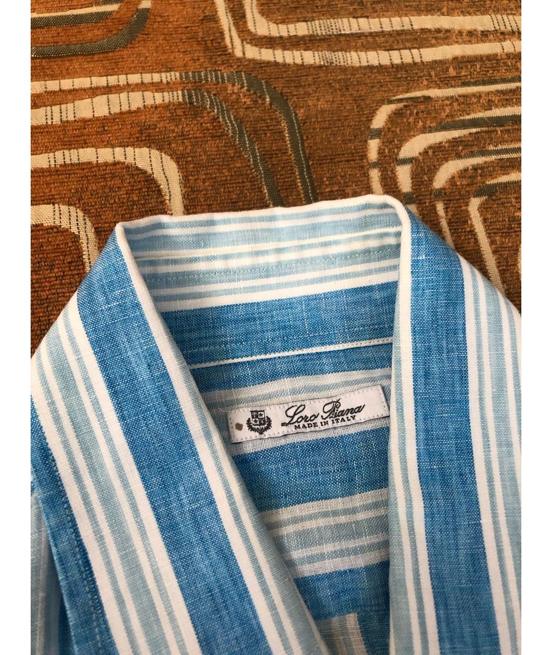 LORO PIANA Голубая льняная кэжуал рубашка, фото 5