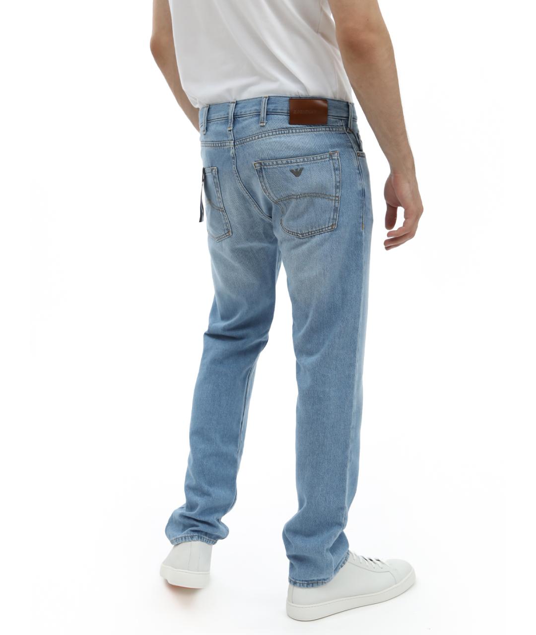 EMPORIO ARMANI Голубые прямые джинсы, фото 4