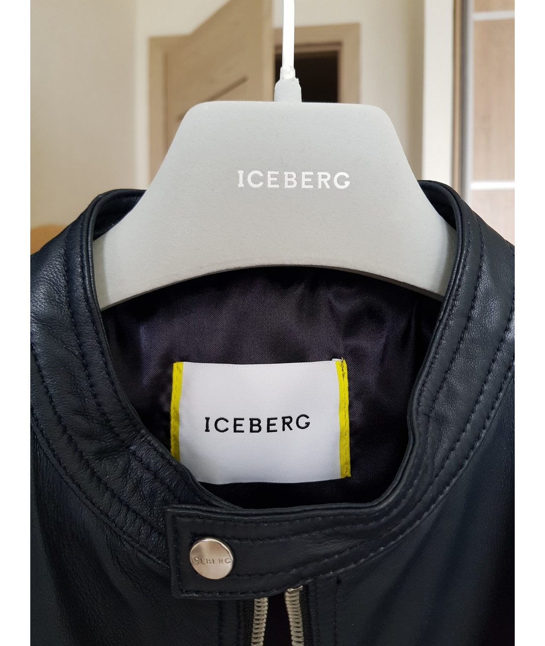 ICEBERG Темно-синяя кожаная куртка, фото 3