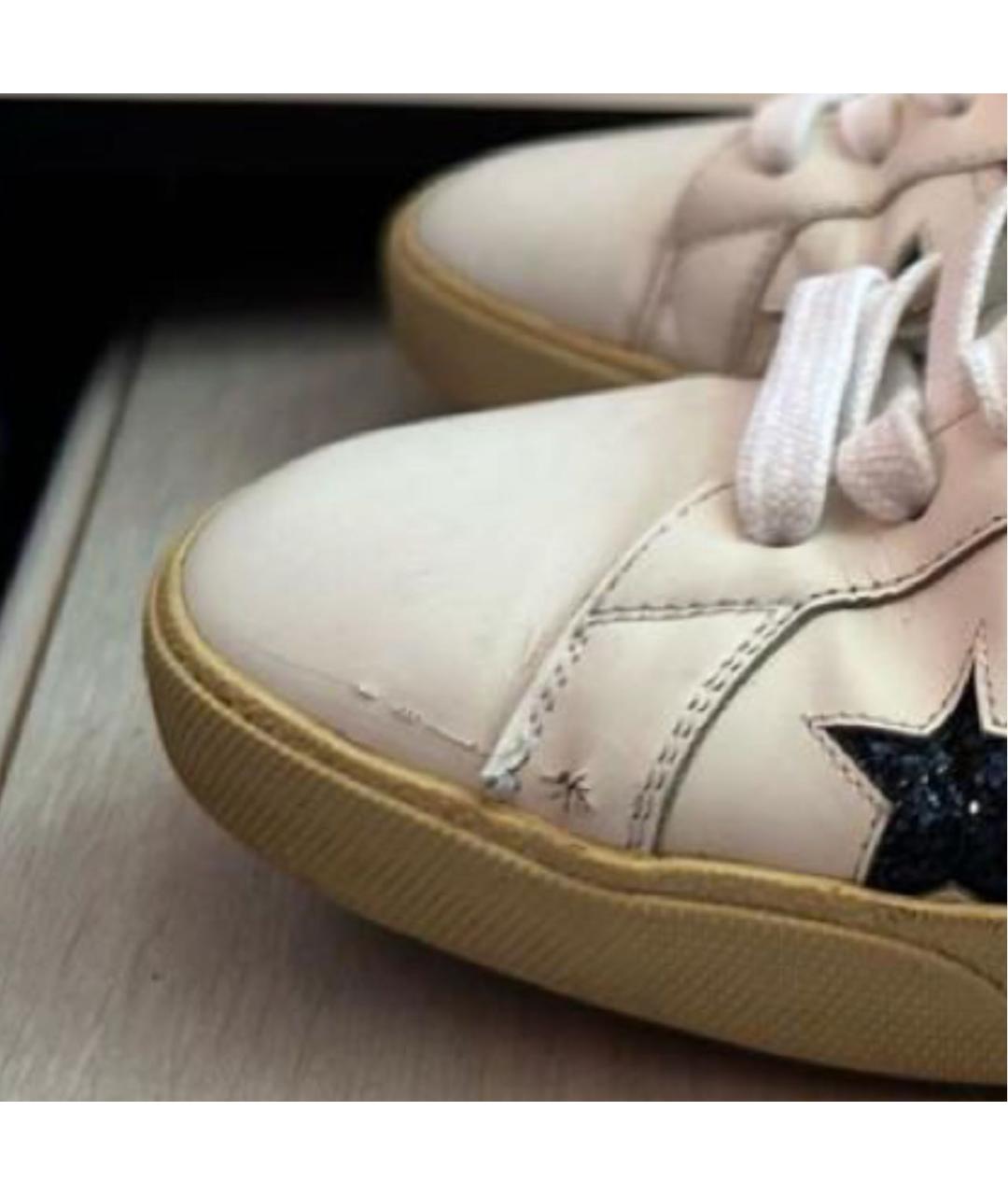 SAINT LAURENT Белые кожаные низкие кроссовки / кеды, фото 8