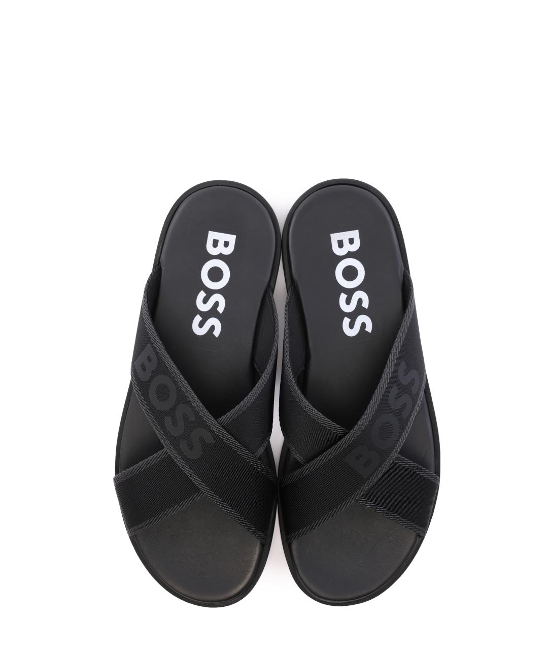 HUGO BOSS Черные шлепанцы, фото 4