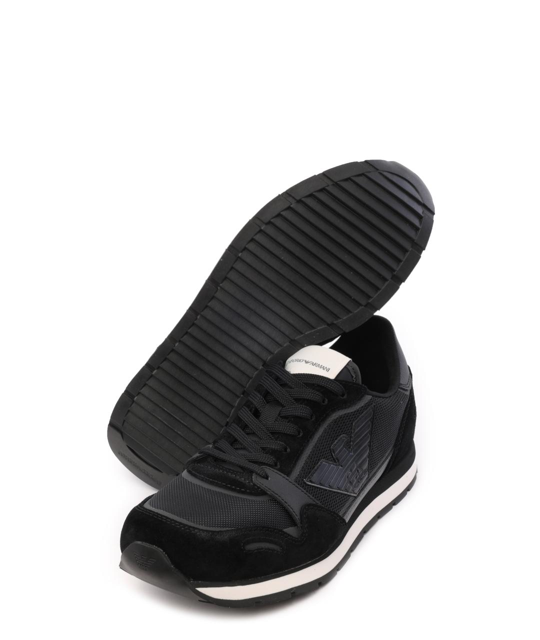 EMPORIO ARMANI Черные низкие кроссовки / кеды, фото 4