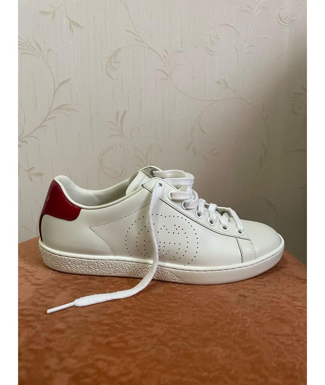 GUCCI Белые кожаные кроссовки, фото 9