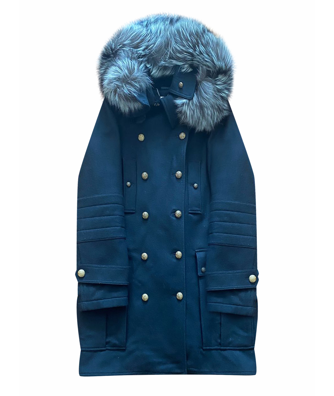 ALEXANDER MCQUEEN Темно-синее шерстяное пальто, фото 1