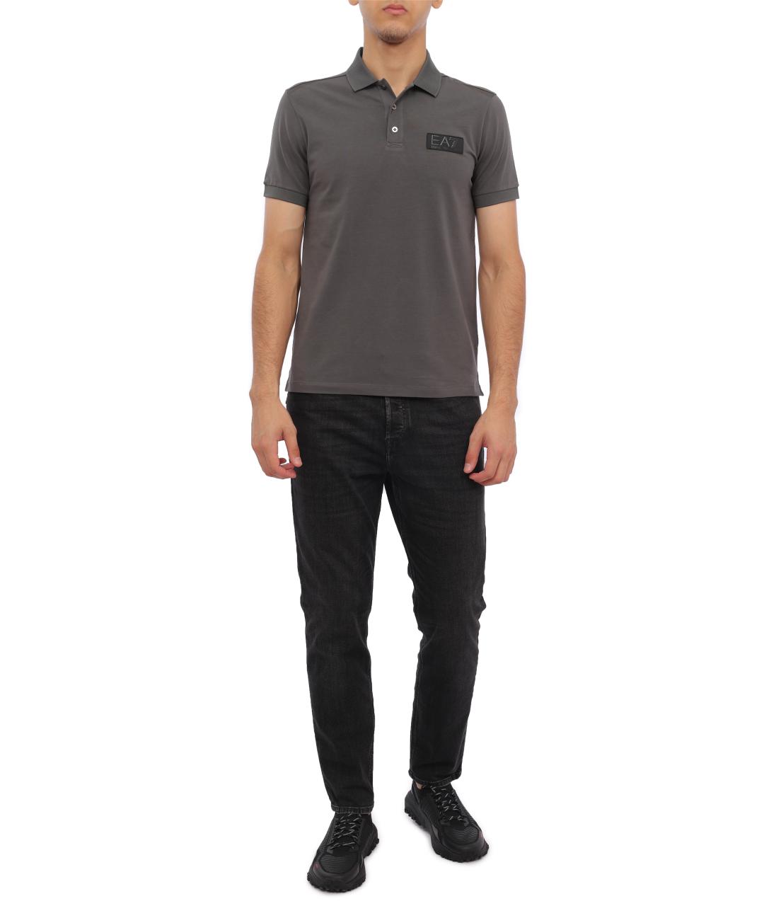 EA7 Серое поло с коротким рукавом, фото 2
