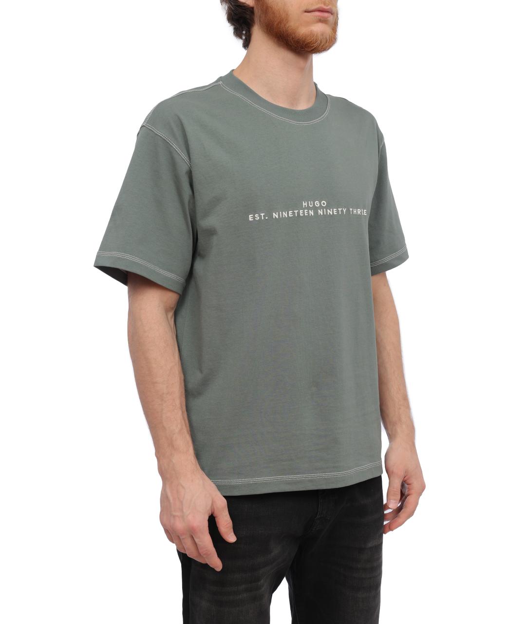 HUGO BOSS Зеленая хлопковая футболка, фото 2