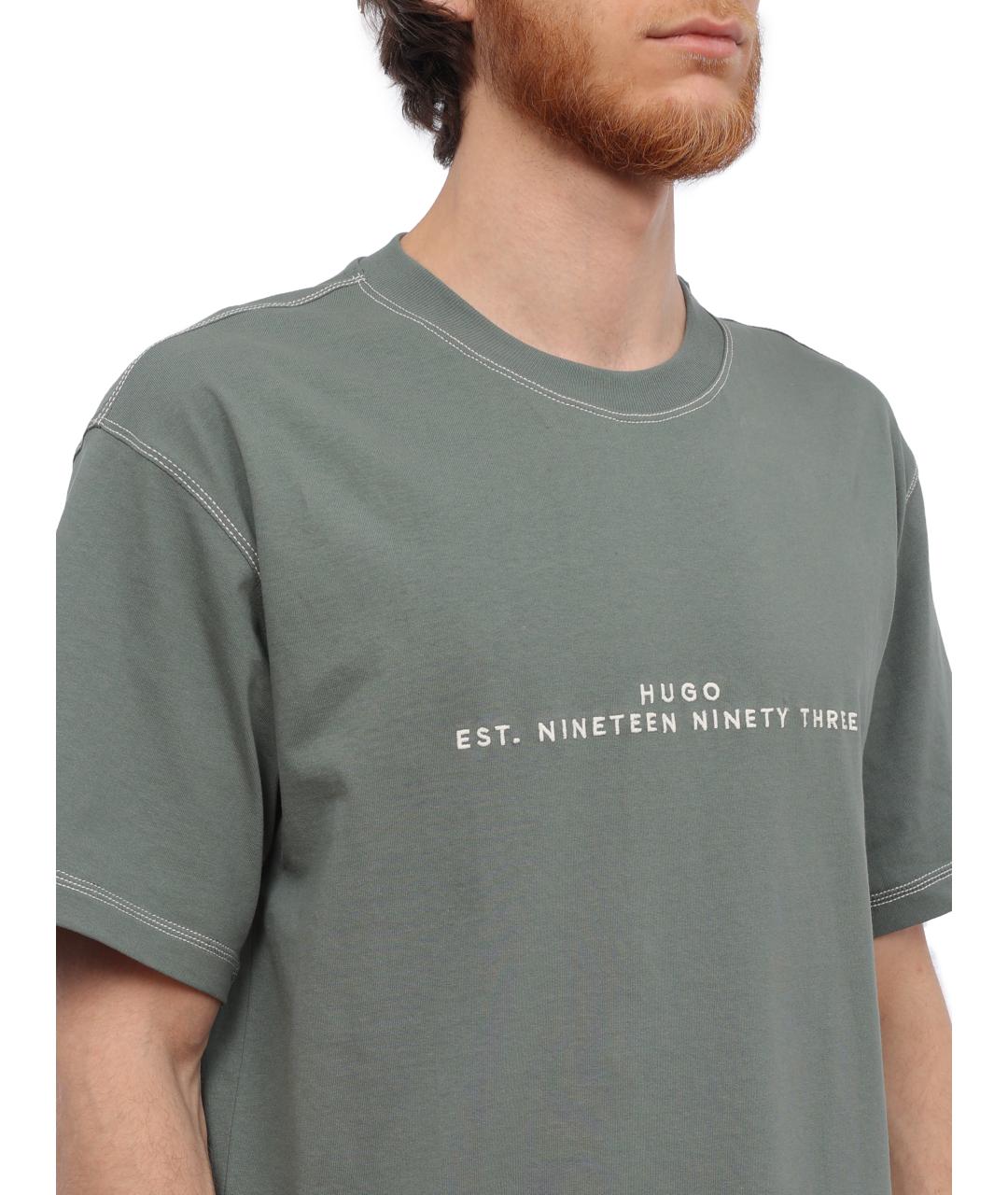 HUGO BOSS Зеленая хлопковая футболка, фото 3