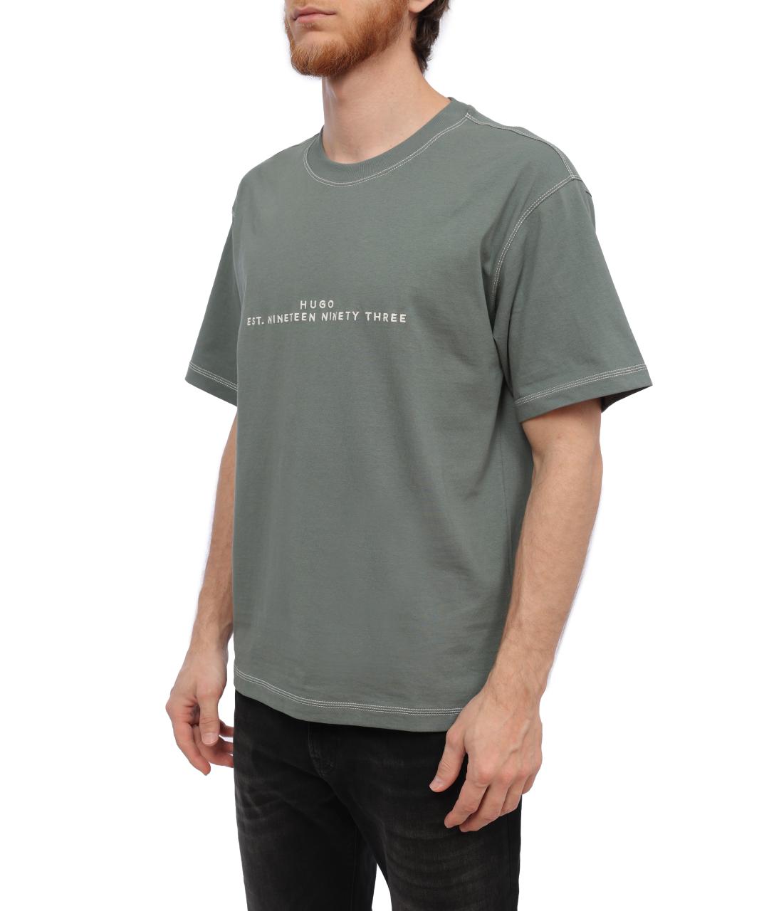 HUGO BOSS Зеленая хлопковая футболка, фото 6