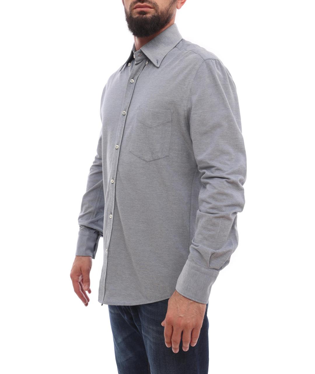 BRUNELLO CUCINELLI Голубая кэжуал рубашка, фото 5