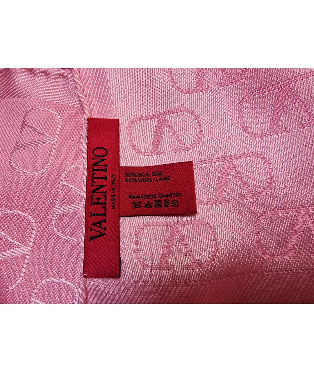 VALENTINO Розовый шелковый шарф, фото 4