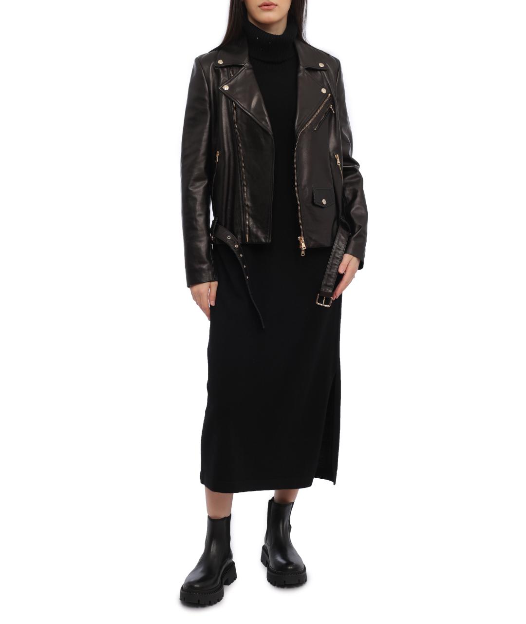 RED VALENTINO Черная кожаная куртка, фото 3