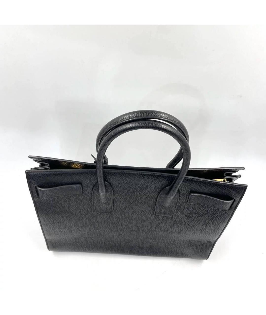 SAINT LAURENT Черная кожаная сумка с короткими ручками, фото 2