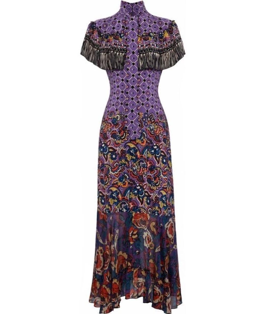 ANNA SUI Фиолетовое шелковое повседневное платье, фото 1