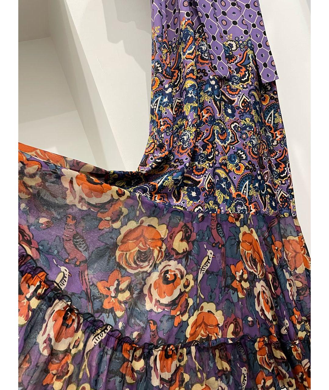 ANNA SUI Фиолетовое шелковое повседневное платье, фото 6