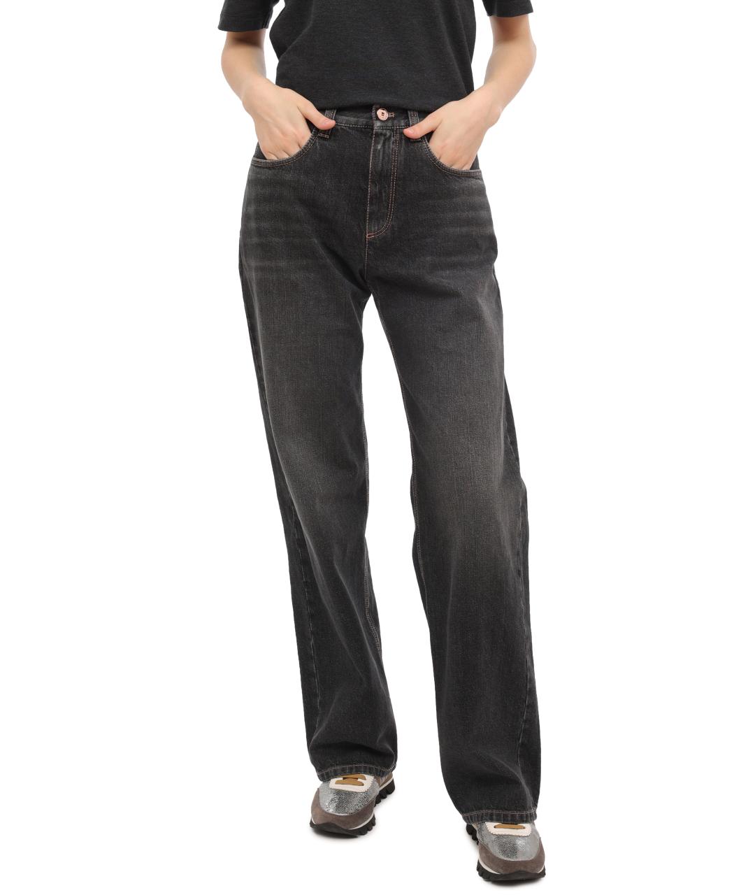 BRUNELLO CUCINELLI Серые прямые джинсы, фото 7