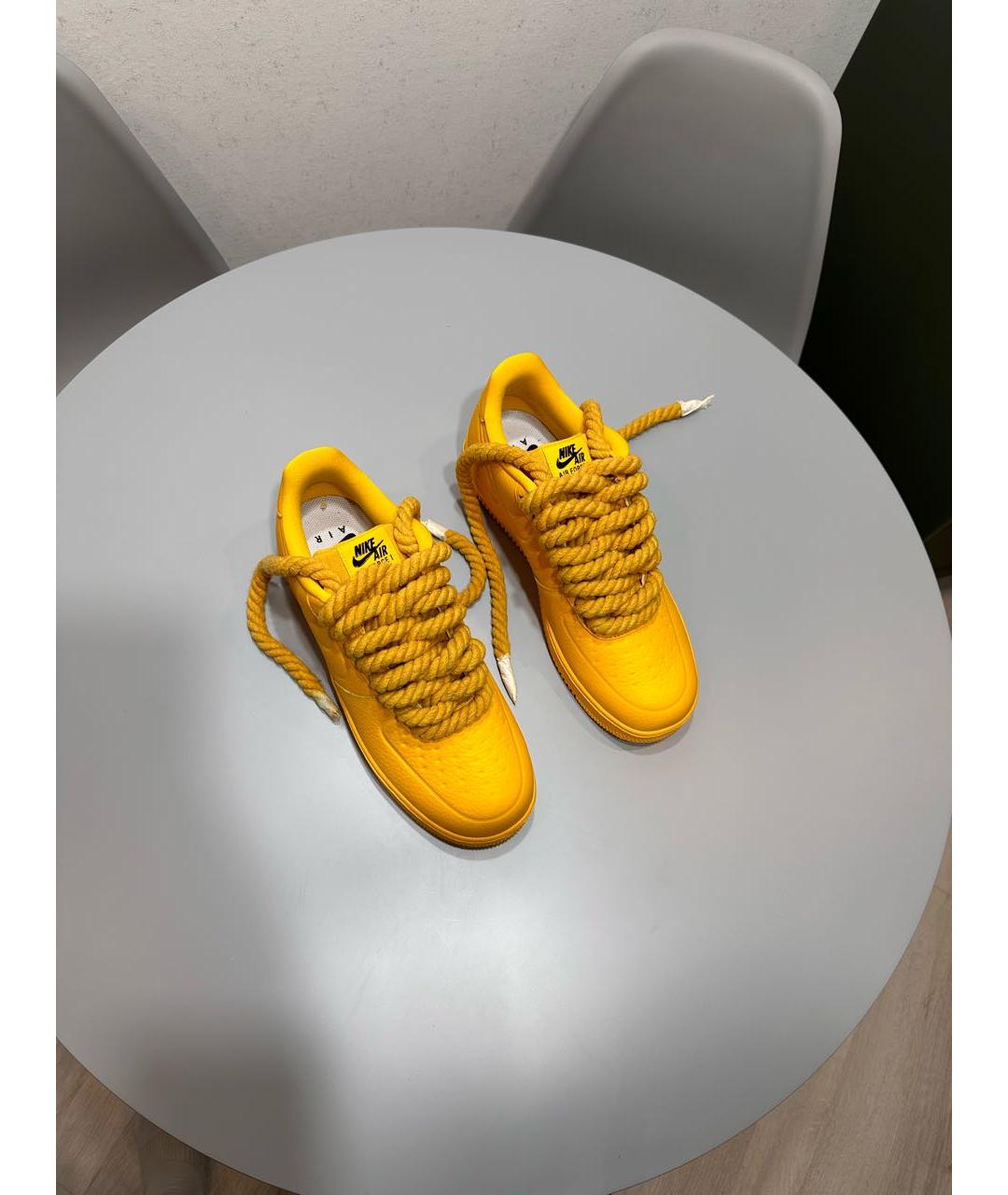 NIKE Желтые кожаные низкие кроссовки / кеды, фото 2