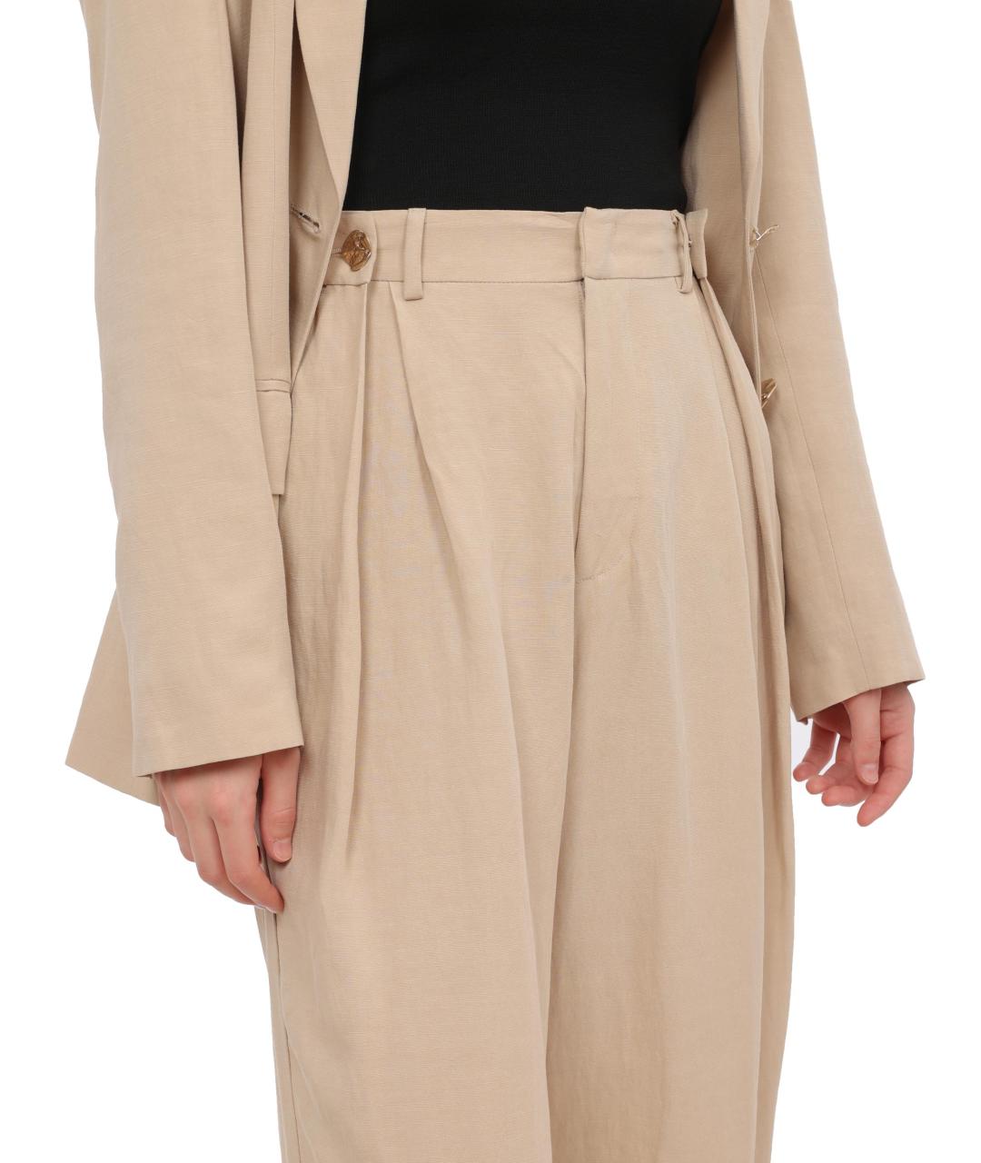 LIU JO Бежевые брюки широкие, фото 3