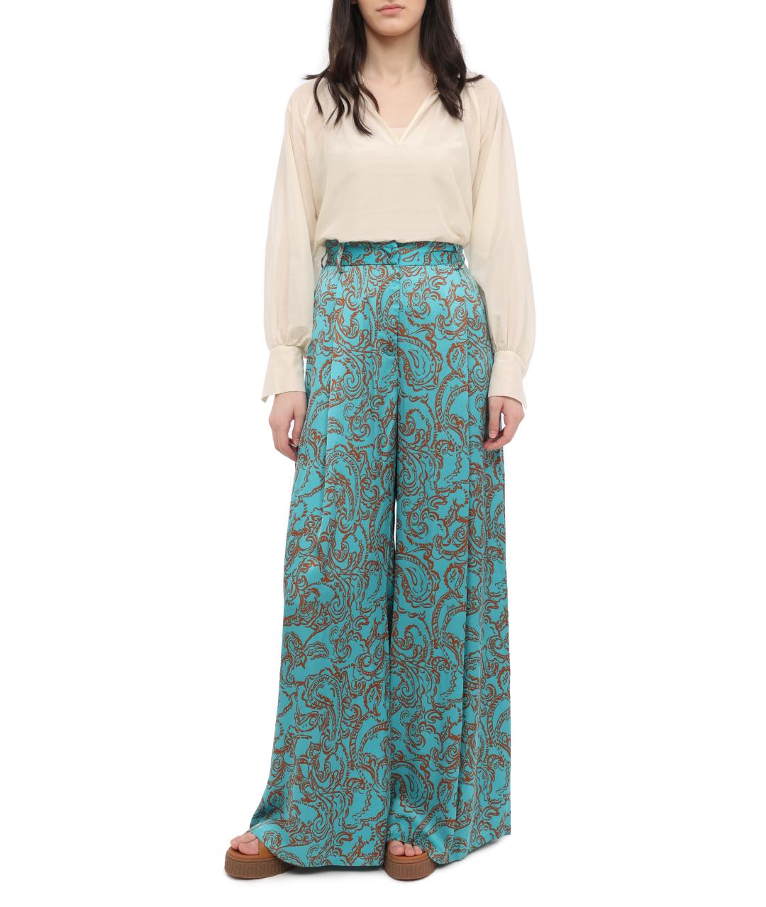 LIU JO Бирюзовые брюки широкие, фото 4