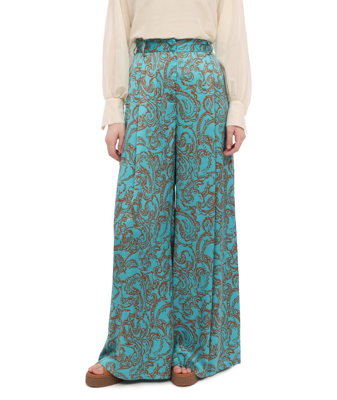 LIU JO Бирюзовые брюки широкие, фото 8