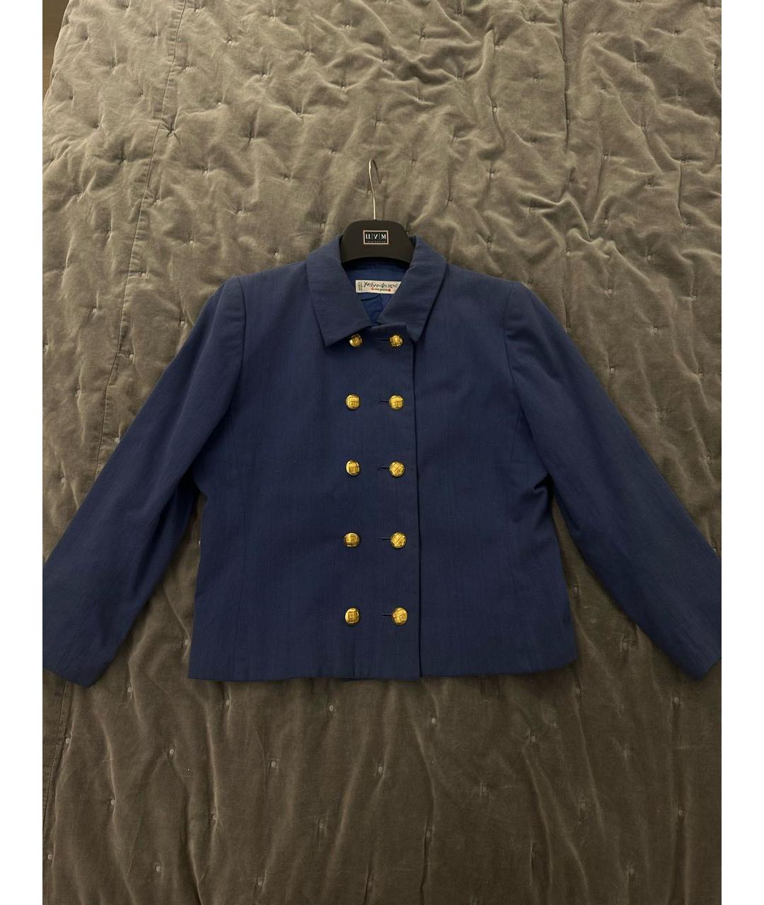 SAINT LAURENT Синий хлопковый жакет/пиджак, фото 5
