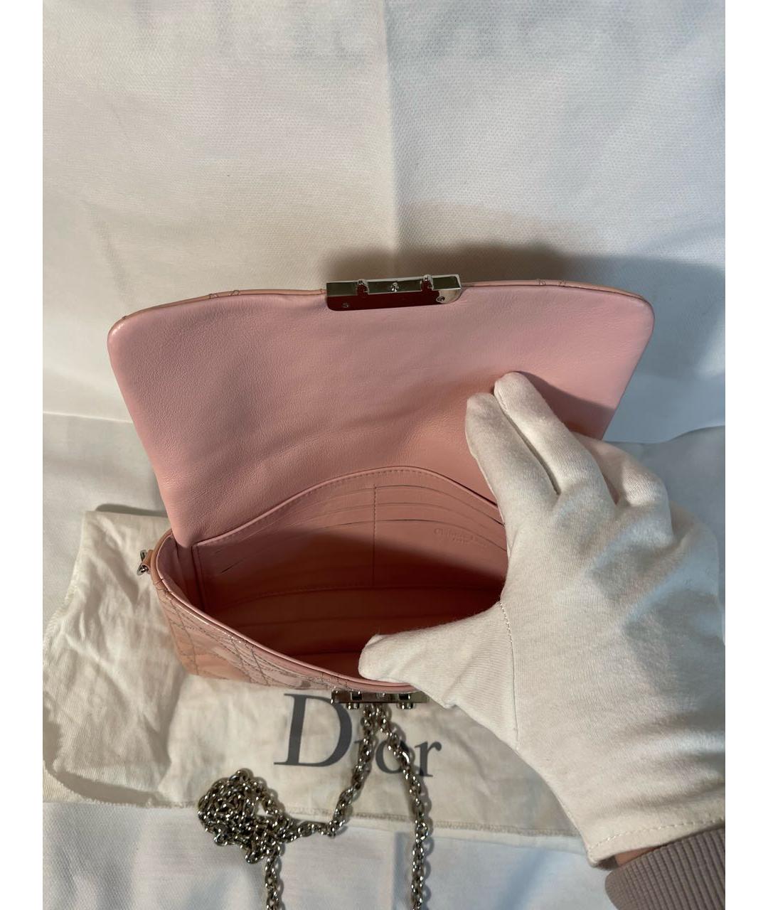 CHRISTIAN DIOR Розовая сумка через плечо из лакированной кожи, фото 7