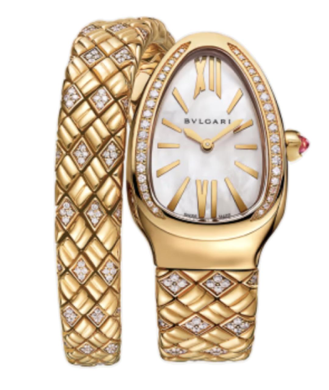 BVLGARI Белые часы из желтого золота, фото 1