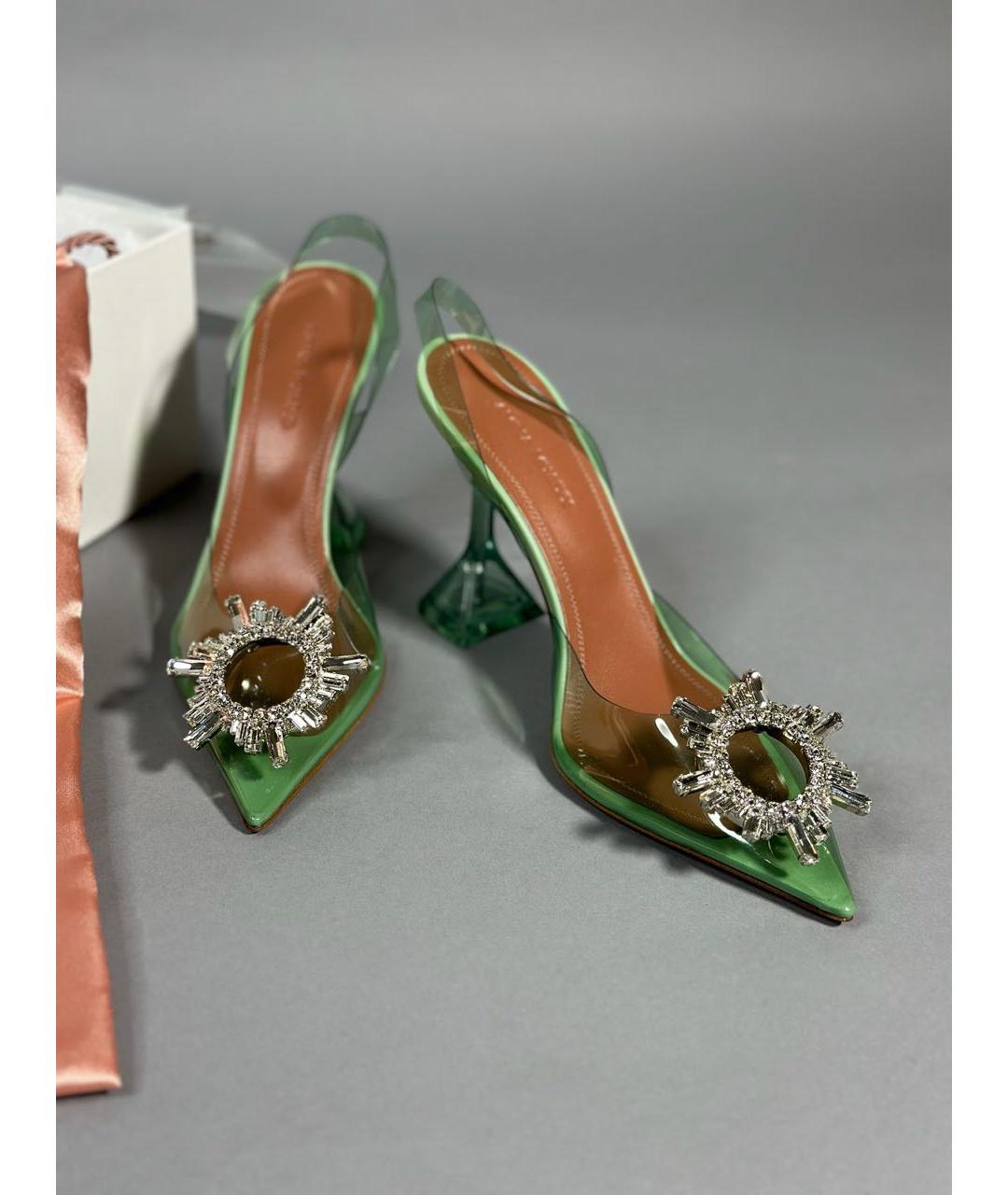 Amina Muaddi Зеленые туфли, фото 8