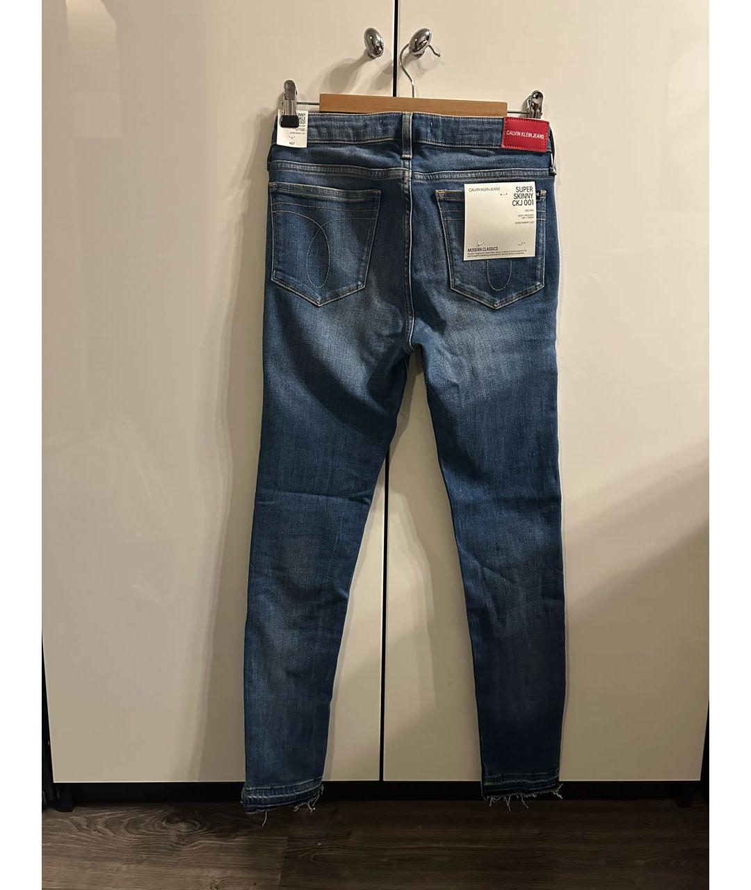 CALVIN KLEIN JEANS Синие хлопко-эластановые джинсы слим, фото 2