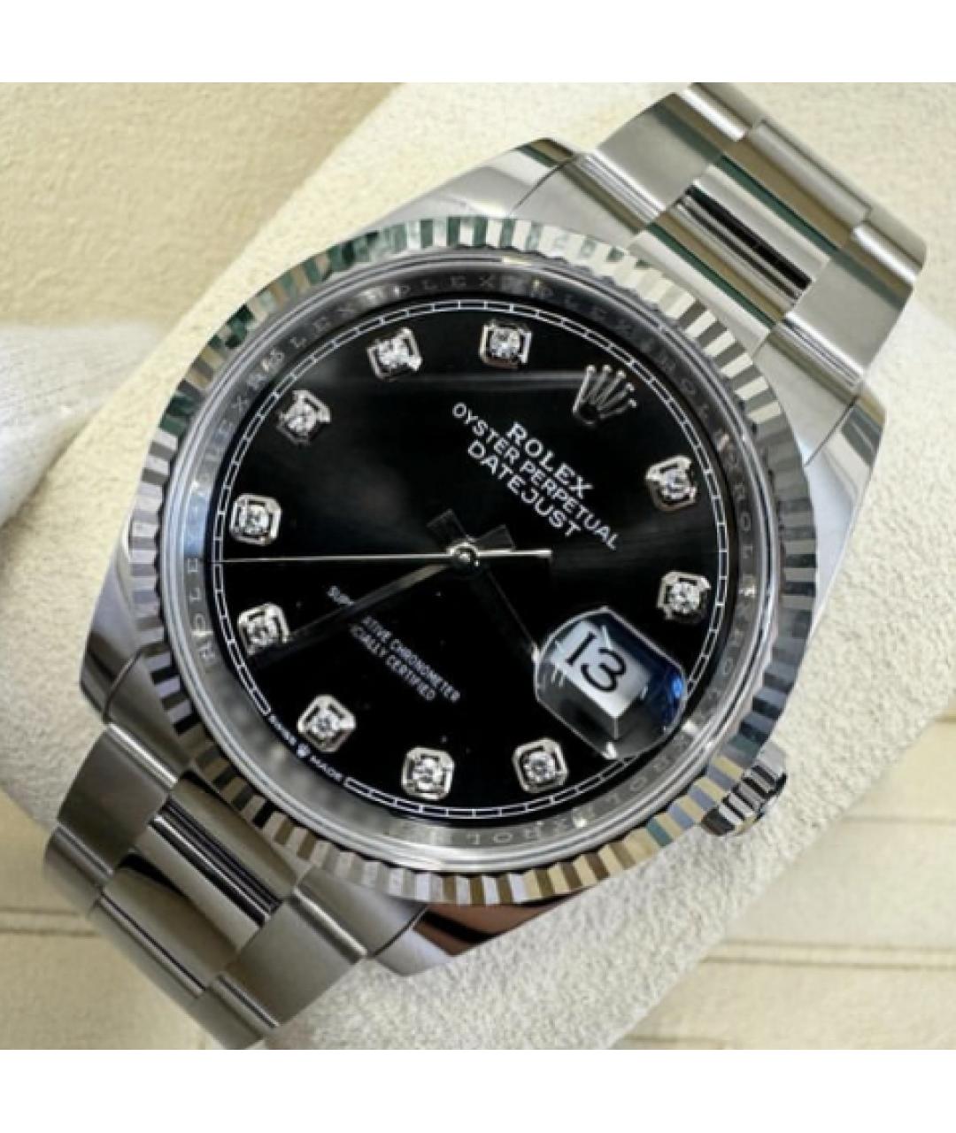 ROLEX Черные часы из белого золота, фото 2