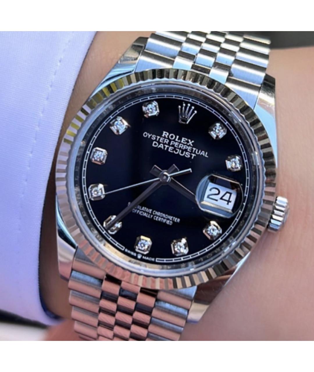 ROLEX Черные часы из белого золота, фото 2