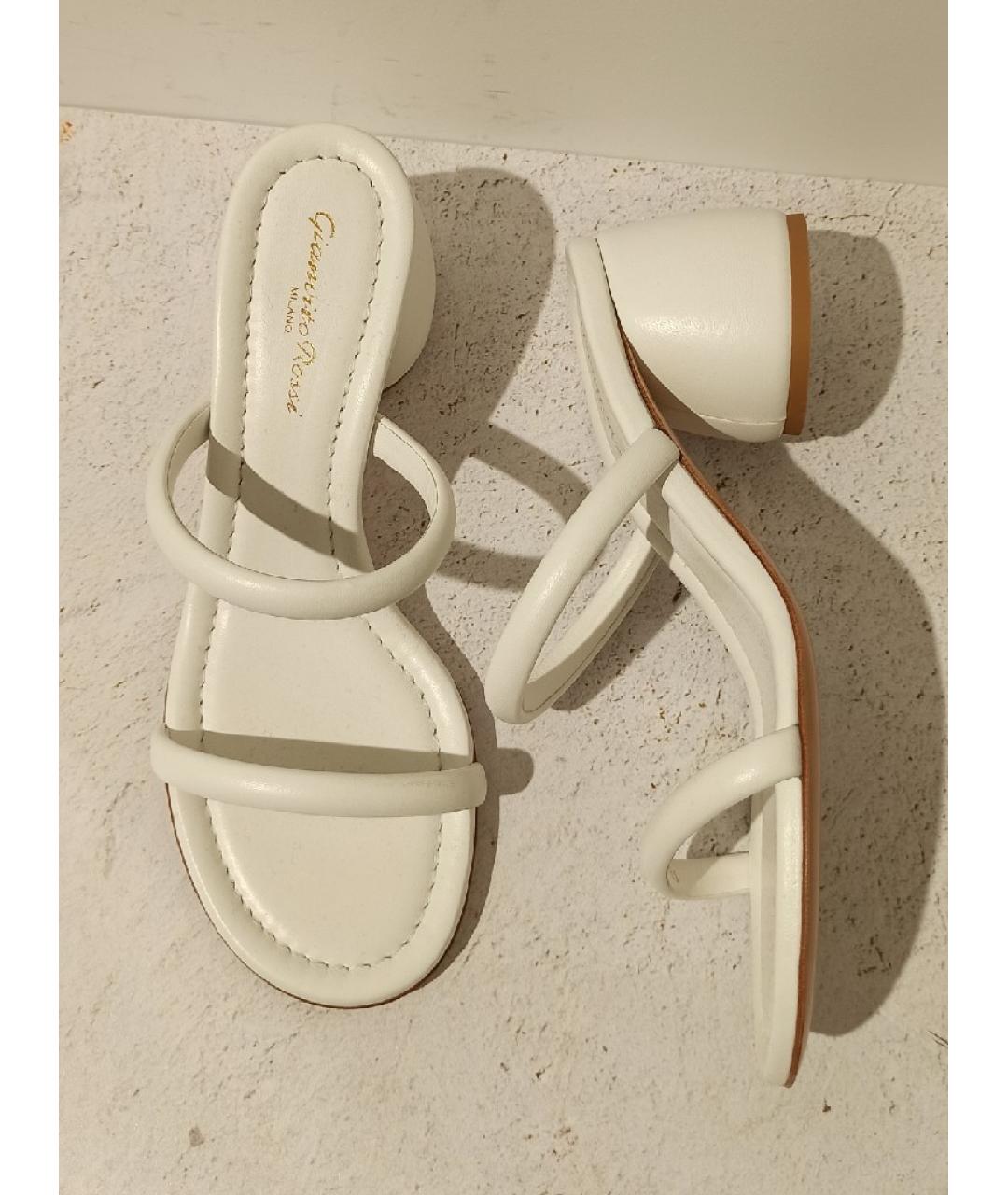 GIANVITO ROSSI Белые кожаные мюли, фото 5