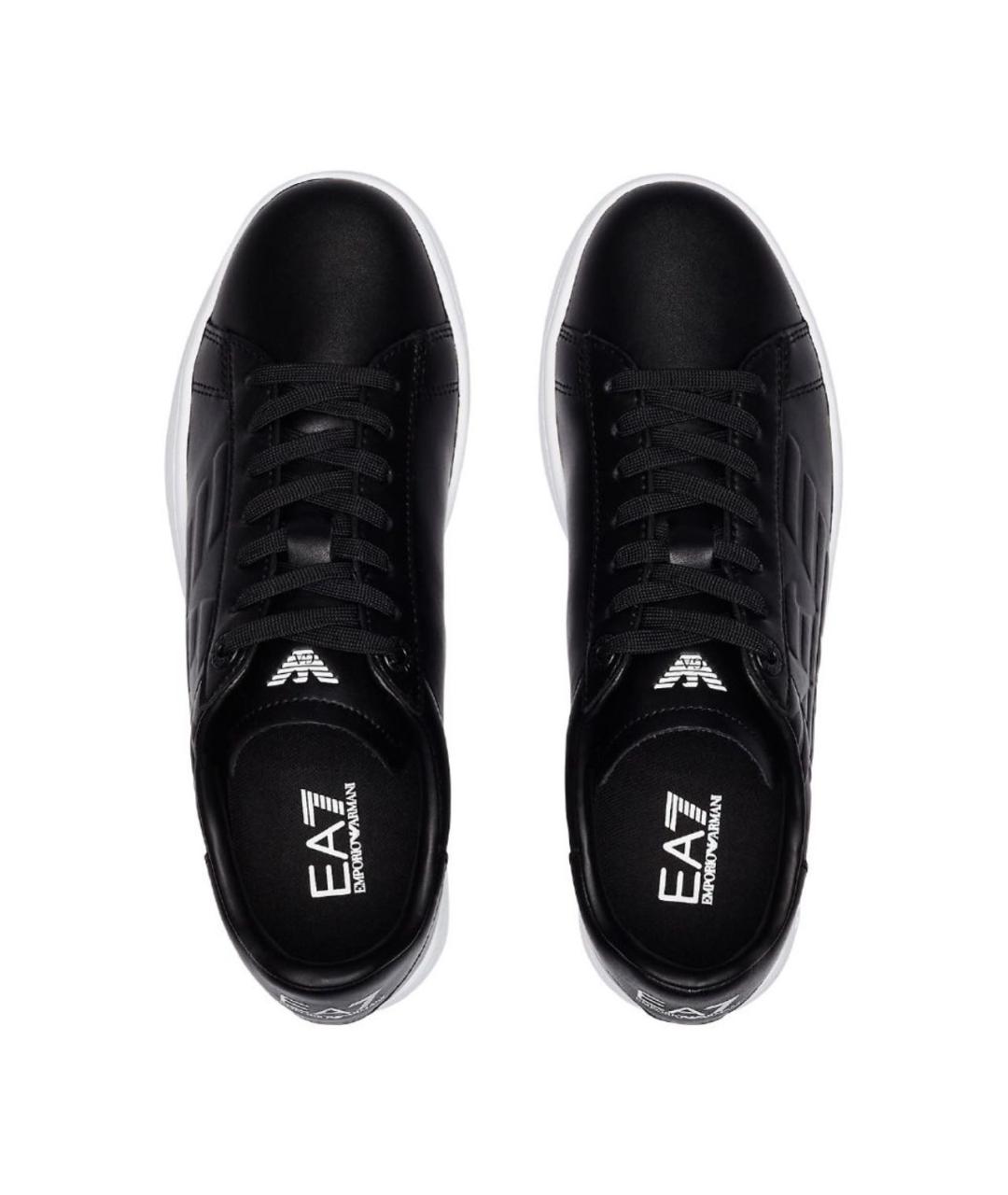 EA7 Черные кожаные низкие кроссовки / кеды, фото 2