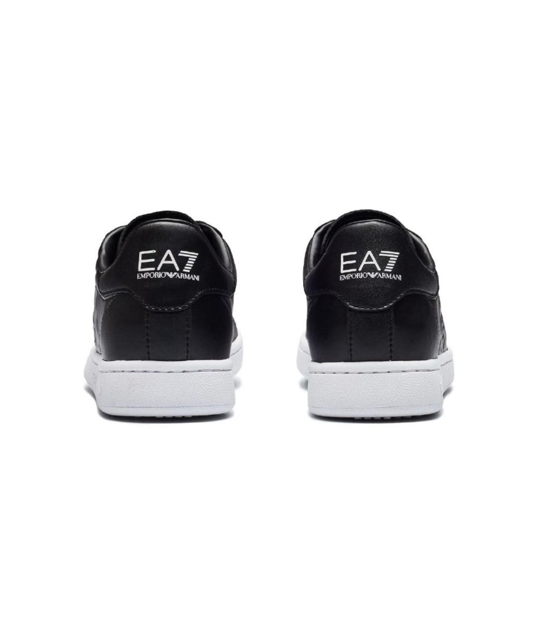 EA7 Черные кожаные низкие кроссовки / кеды, фото 3