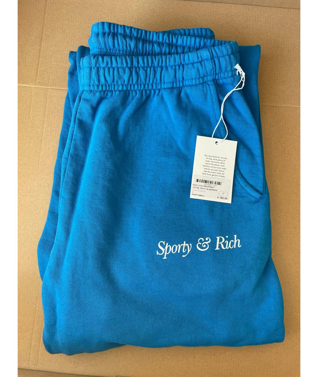 SPORTY AND RICH Синие хлопковые спортивные брюки и шорты, фото 6