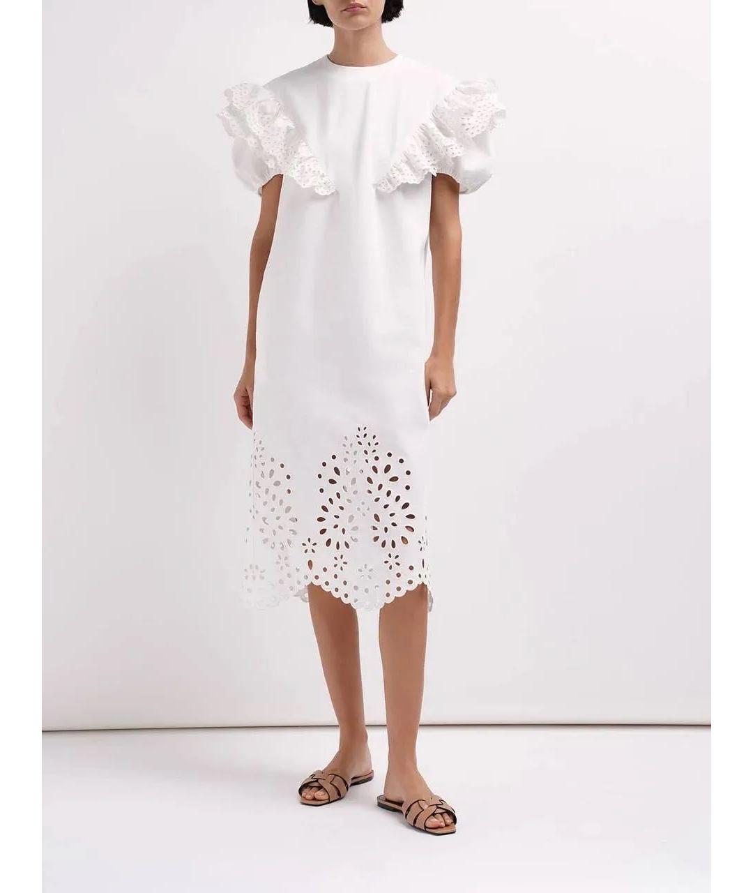 SPORTMAX Белое хлопковое повседневное платье, фото 4