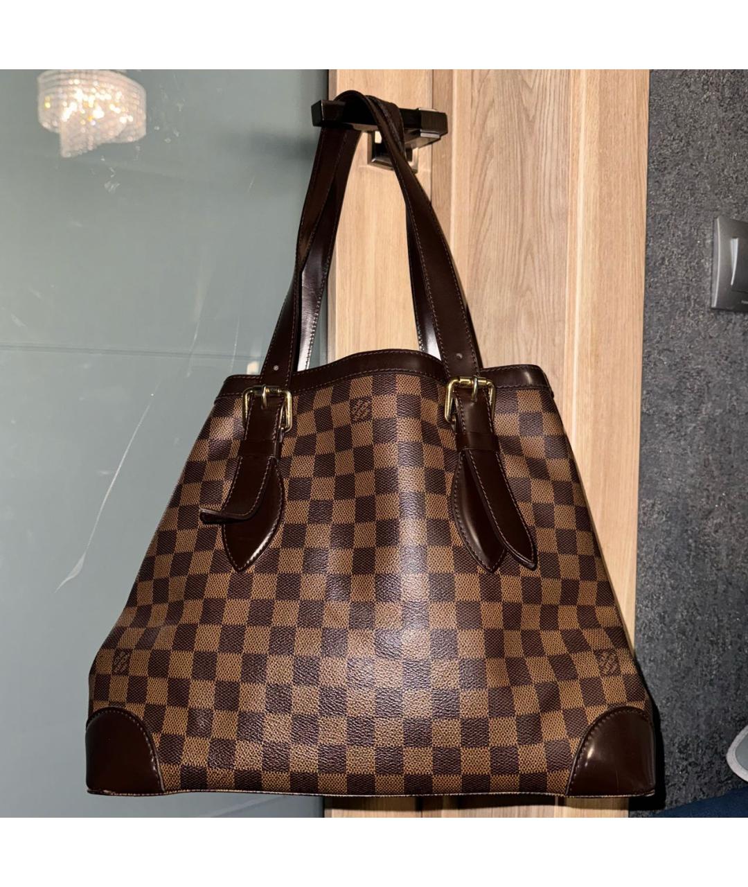 LOUIS VUITTON Коричневая кожаная сумка тоут, фото 3