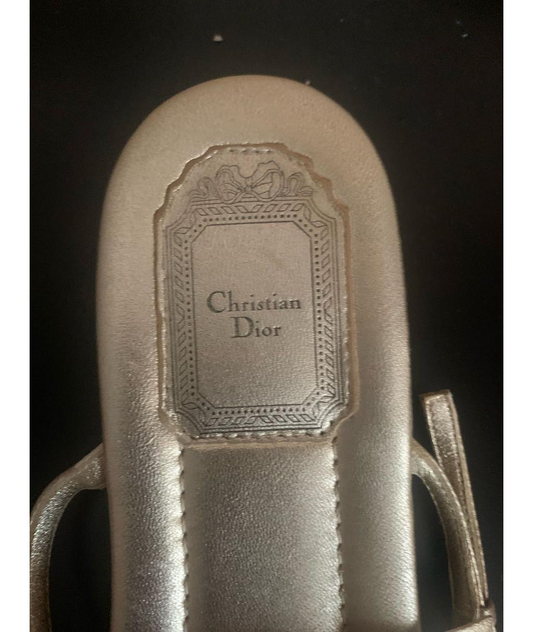 CHRISTIAN DIOR PRE-OWNED Золотые кожаные шлепанцы, фото 7