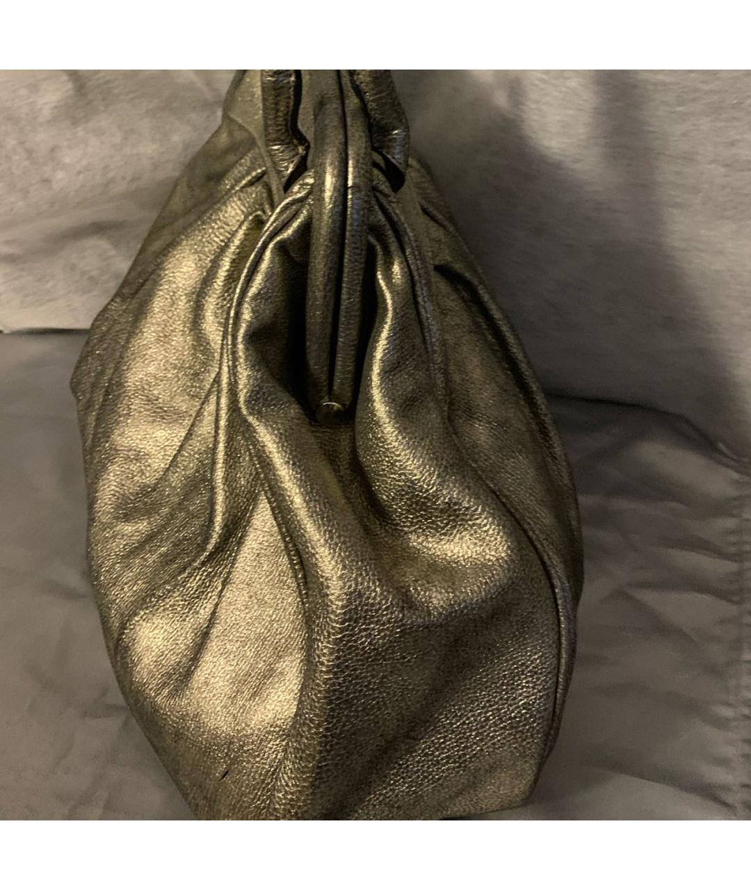 ROCCO P. Золотая кожаная сумка с короткими ручками, фото 5