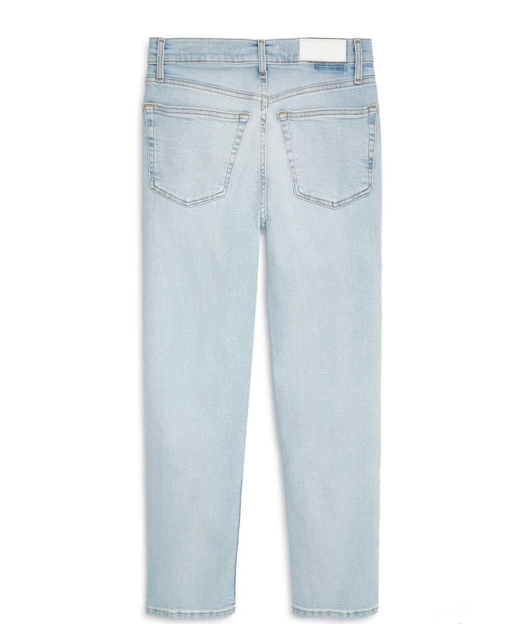 RE/DONE Голубые хлопко-полиэстеровые прямые джинсы, фото 2