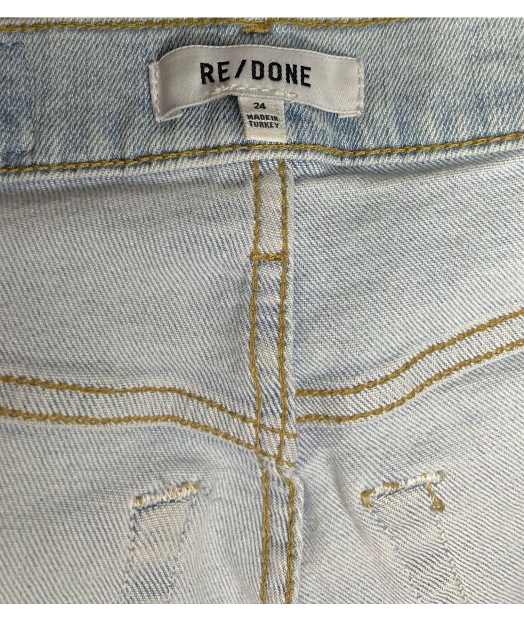 RE/DONE Голубые хлопко-полиэстеровые прямые джинсы, фото 3